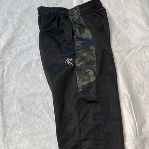 And1 Boy's XL (14/16) Black Track Pants with Green Camo Panel Pockets